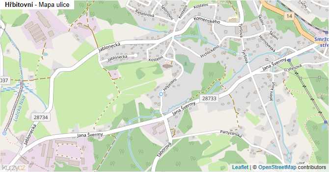Hřbitovní - mapa ulice