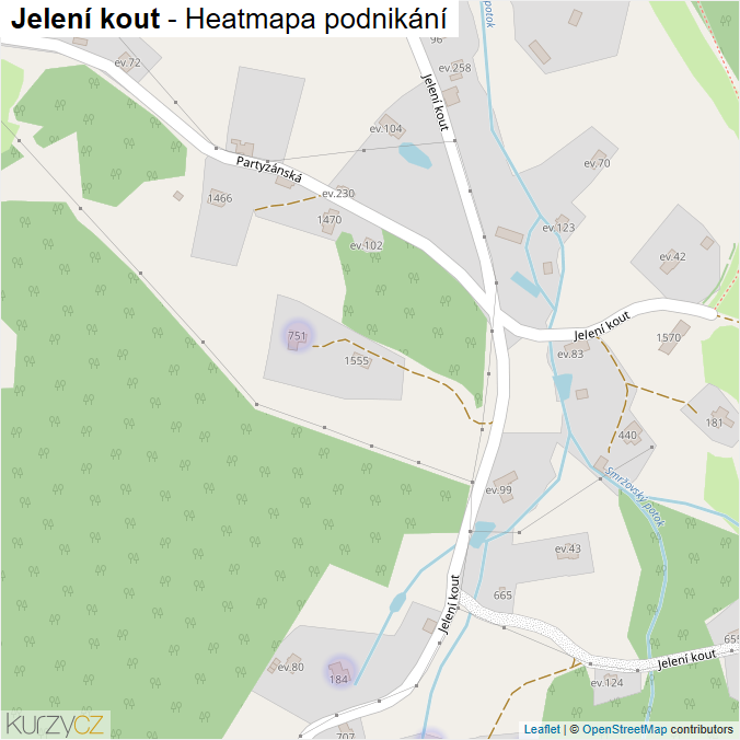 Mapa Jelení kout - Firmy v ulici.