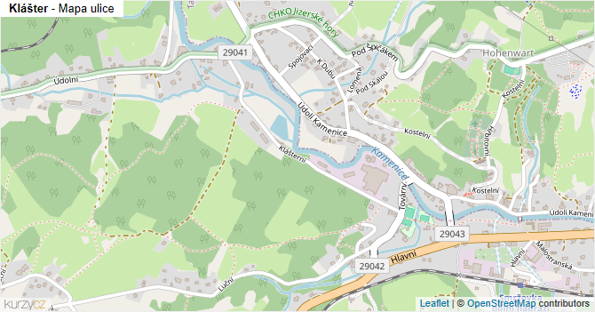 Klášter - mapa ulice