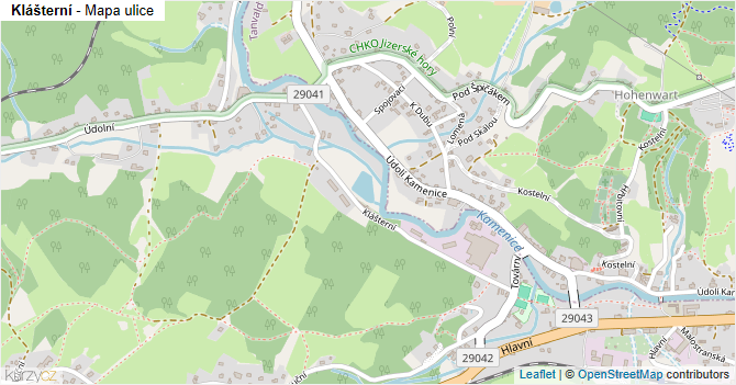 Klášterní - mapa ulice