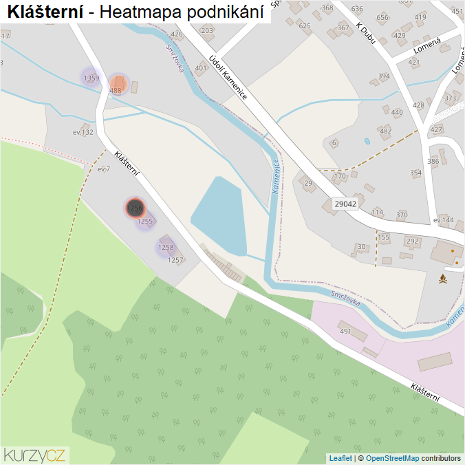 Mapa Klášterní - Firmy v ulici.