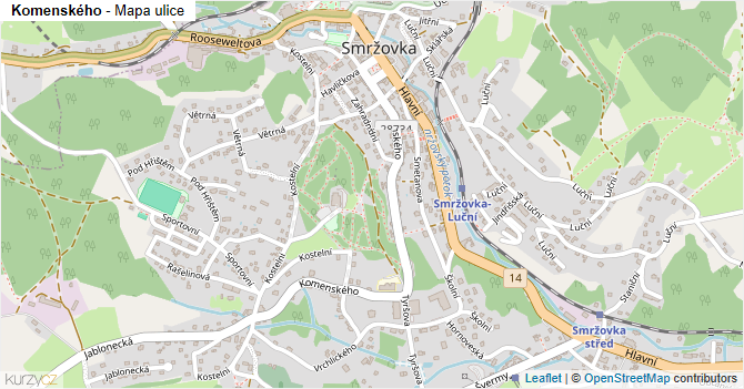 Komenského - mapa ulice