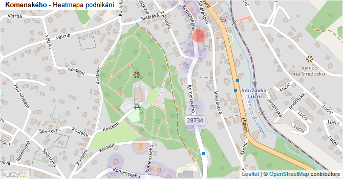 Komenského - mapa podnikání