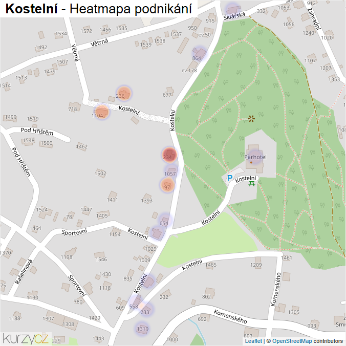 Mapa Kostelní - Firmy v ulici.