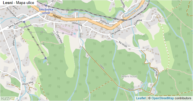 Lesní - mapa ulice