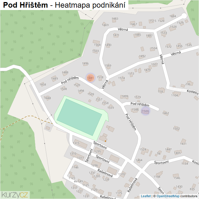Mapa Pod Hřištěm - Firmy v ulici.