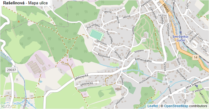 Rašelinová - mapa ulice