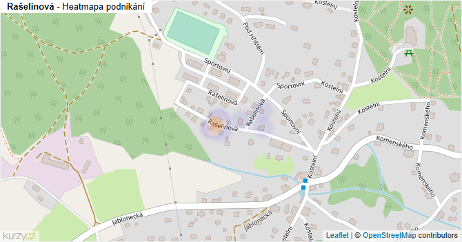 Rašelinová - mapa podnikání