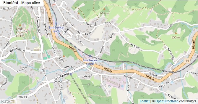 Staniční - mapa ulice
