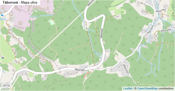 Táborová - mapa ulice