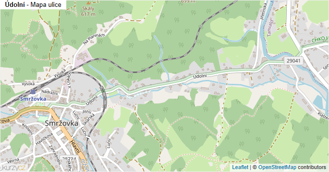 Údolní - mapa ulice