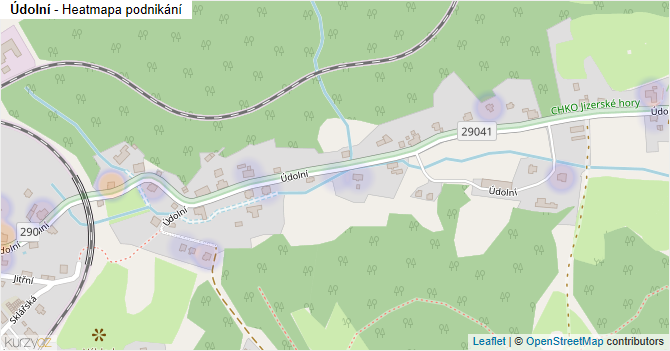 Údolní - mapa podnikání