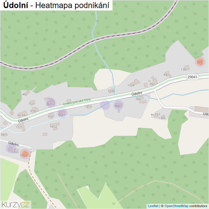 Mapa Údolní - Firmy v ulici.