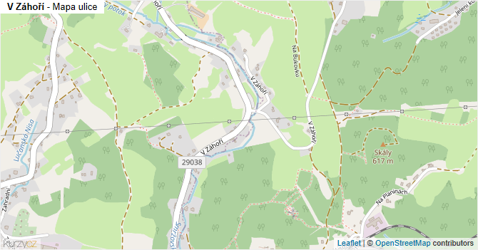 V Záhoří - mapa ulice