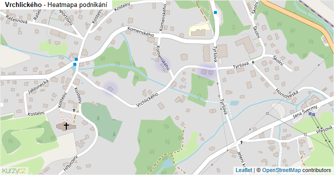Vrchlického - mapa podnikání