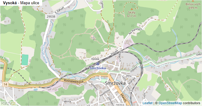 Vysoká - mapa ulice