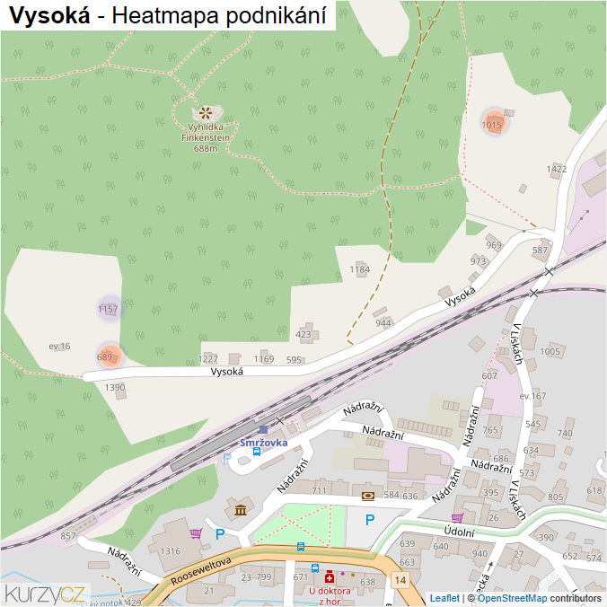 Mapa Vysoká - Firmy v ulici.