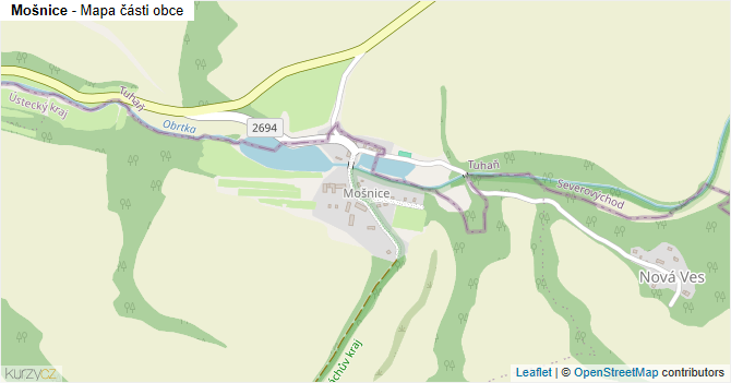 Mošnice - mapa části obce