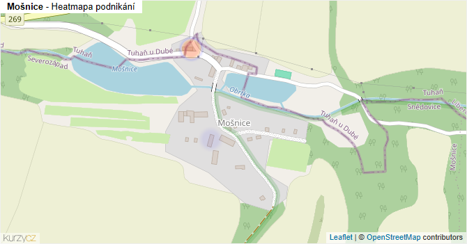 Mošnice - mapa podnikání