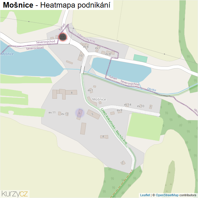 Mapa Mošnice - Firmy v části obce.
