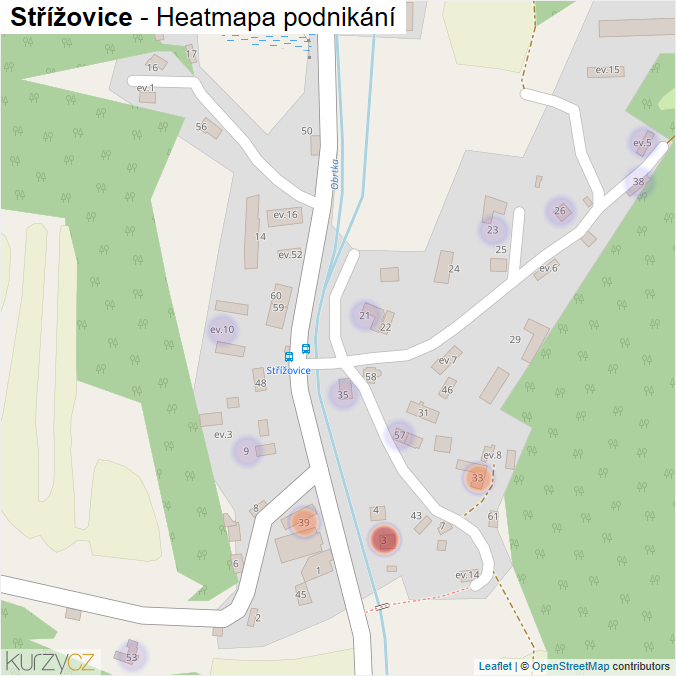 Mapa Střížovice - Firmy v části obce.
