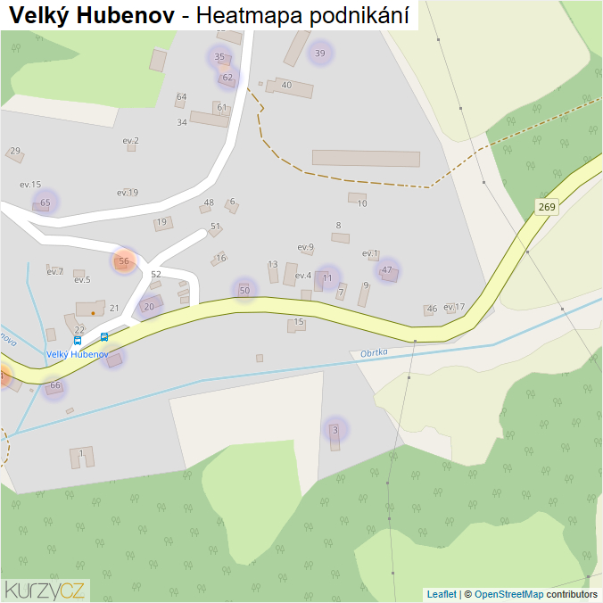 Mapa Velký Hubenov - Firmy v části obce.