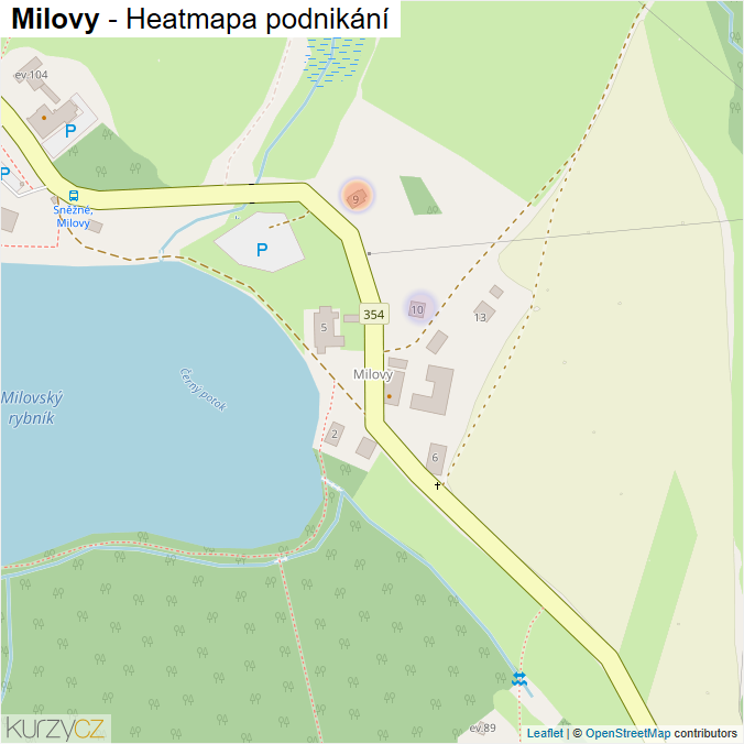 Mapa Milovy - Firmy v části obce.