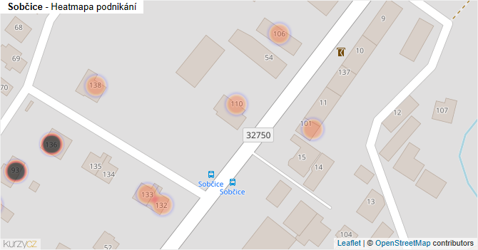 Sobčice - mapa podnikání
