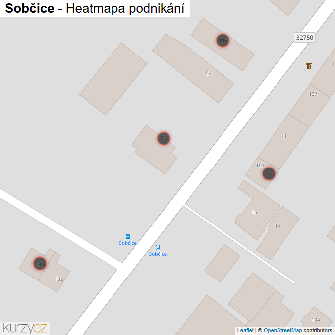 Mapa Sobčice - Firmy v obci.