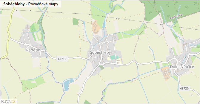 Soběchleby - záplavové mapy stoleté vody