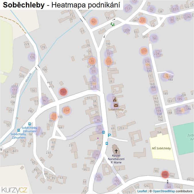 Mapa Soběchleby - Firmy v části obce.