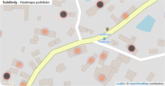Soběhrdy - mapa podnikání