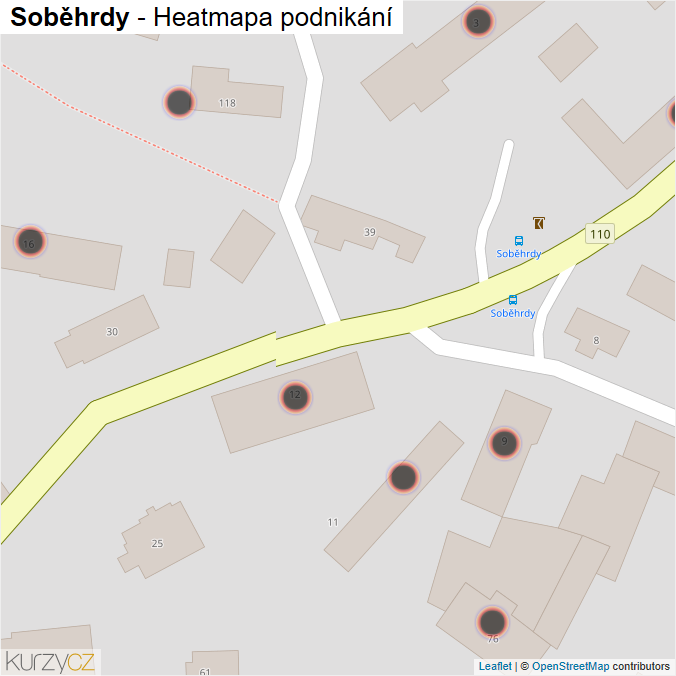 Mapa Soběhrdy - Firmy v obci.