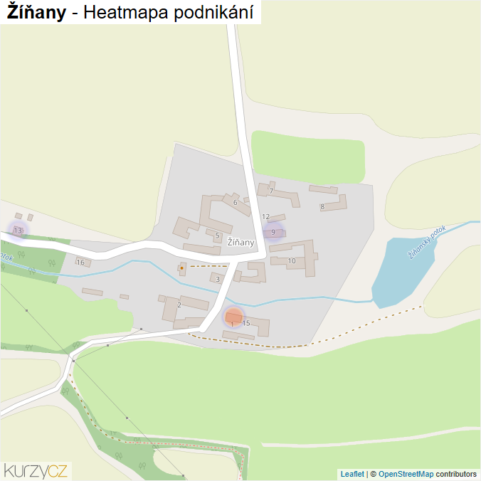 Mapa Žíňany - Firmy v části obce.