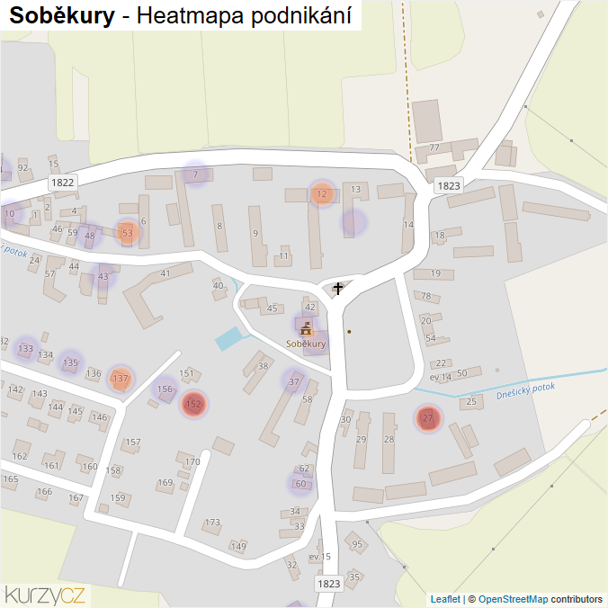 Mapa Soběkury - Firmy v části obce.