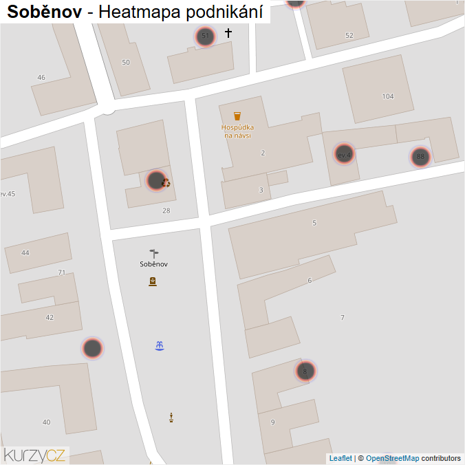 Mapa Soběnov - Firmy v obci.