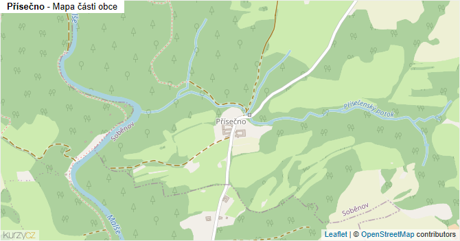Přísečno - mapa části obce
