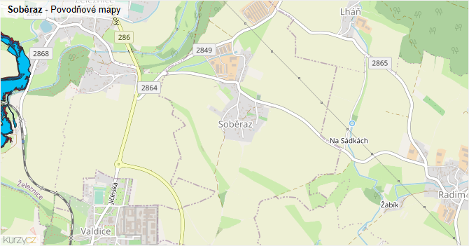Soběraz - záplavové mapy stoleté vody