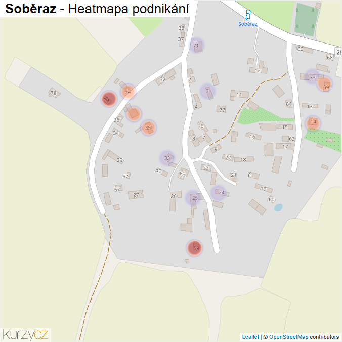 Mapa Soběraz - Firmy v části obce.