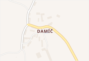Damíč v obci Soběšice - mapa části obce