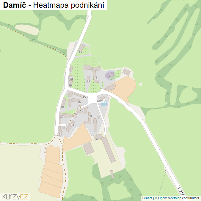 Mapa Damíč - Firmy v části obce.