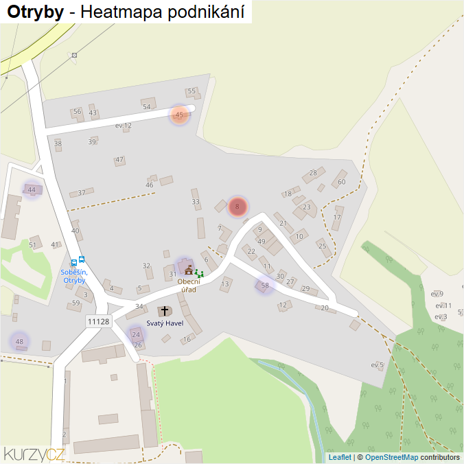 Mapa Otryby - Firmy v části obce.