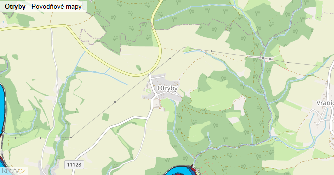 Otryby - záplavové mapy stoleté vody