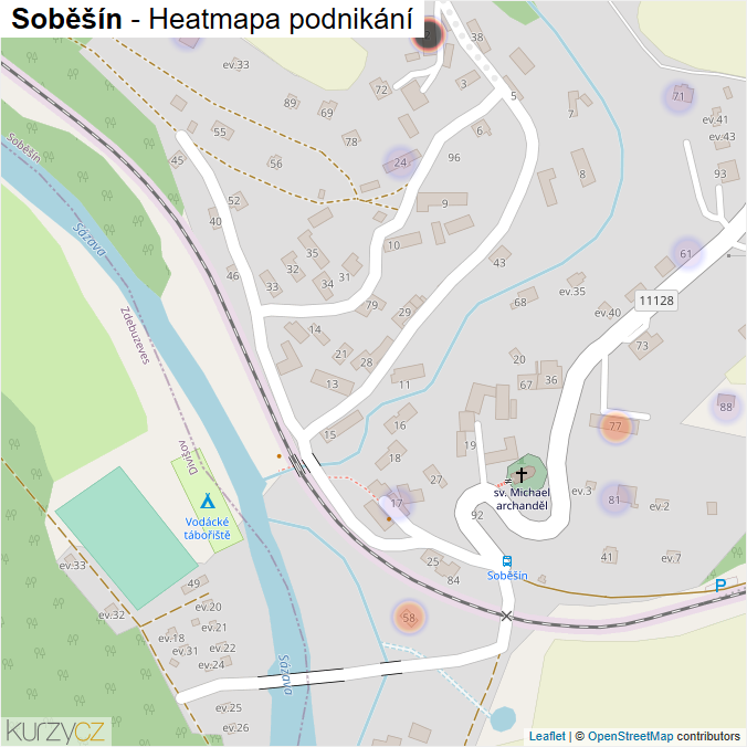 Mapa Soběšín - Firmy v části obce.