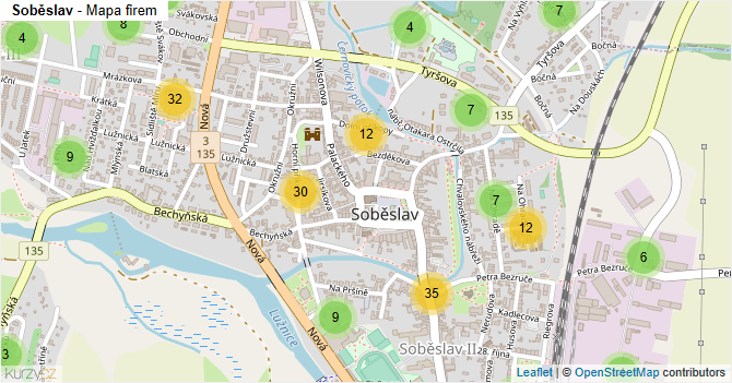 Soběslav - mapa firem