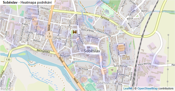 Soběslav - mapa podnikání