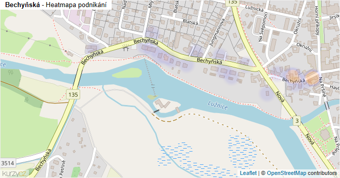 Bechyňská - mapa podnikání