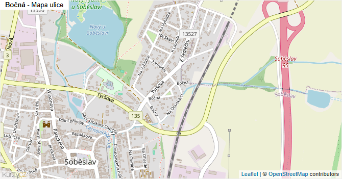 Bočná - mapa ulice
