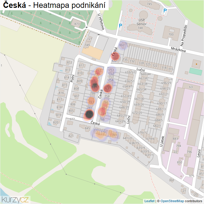 Mapa Česká - Firmy v ulici.