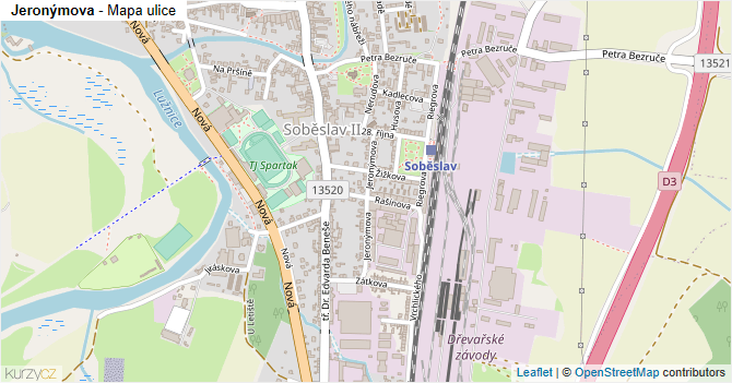Jeronýmova - mapa ulice